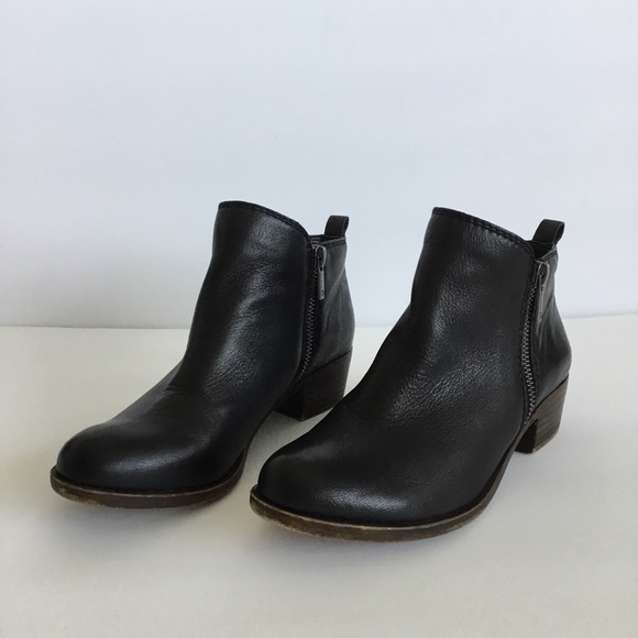 Lucky Brand Size 6 “Basel” Booties Leather Black Witchy Boho - Picture 3 of 12